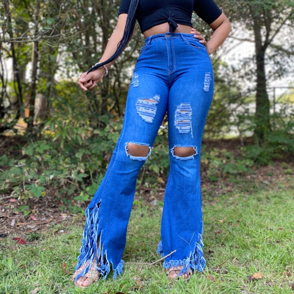 Distress bellbottoms